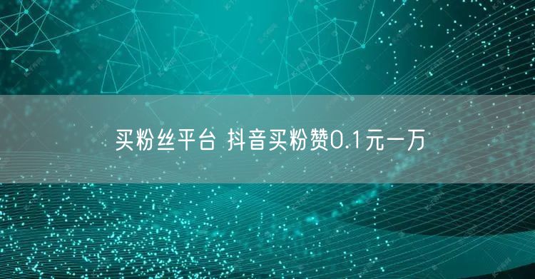 买粉丝平台 抖音买粉赞0.1元一万